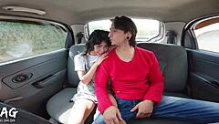 Skinny petite girl gets fucked doggystyle in the car!