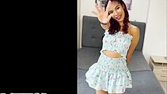 Skinny Colombian teen Candytiny rides huge white cock