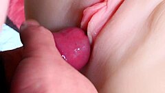 The girl has a lube in her pussy, watch how it works