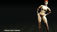 In Metro Last Light, redhead whore undresses revealing big tits in striptease