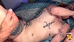 Sexy brunette Trixy la Rouqine fucked by two guys in steamy scene