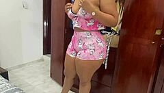 The maid with a big ass was filmed by the camera