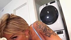 My roommate's big ass got stuck in dryer
