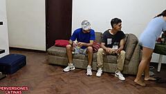 Three of us dance, two guys cum in mouth