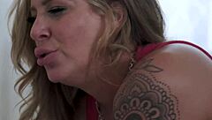 Busty mature blonde, inked, ravished by big cock