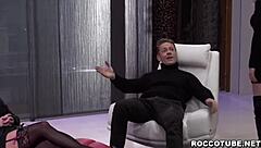 Petite teen brunette in hardcore blowjob action