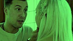 busty babe sucks and fingers my cock hard