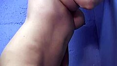 busty cougar anjelica sucks big black cock at gloryhole