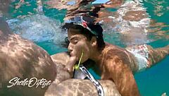 pornstar sheila ortega sucks and fucks underwater during wild snorkeling session.