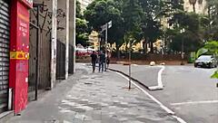 Brazilian beauties on leashes strut Sao Paulo streets for wild public domination!