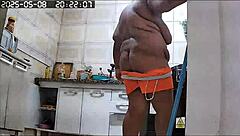 Hidden Camera Catches Neighbor Showing Her Huge Pussy While Cleaning