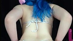 lizzie buns enjoys her workout with toys and twerking