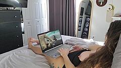 Always horny mom watches porn to get a load