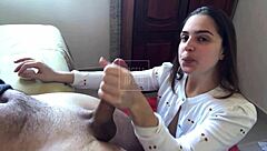 Watch this young girlfriend with small tits get creampied in anal!