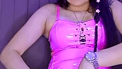 Beautiful 18-year-old European brunette masturbates solo with dildo, exciting and sexy