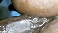 Slut takes big black cock anal creampie calmly