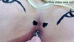 Pink ass sucking lollipop in sheer and red outfit