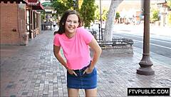 Look at this flexible teen 18+ flashing in public!
