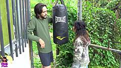 Teen consents to neighbor's monster cock after boxing