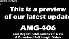 Busty skinny brunette shows off her round ass in panties.