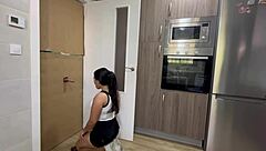 Brazilian Teen 18+ Deepthroats Cock in Kitchen Glory Hole