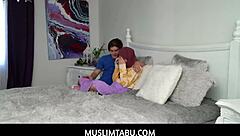 Hijab beauty Audrey Royal fucked on dining table