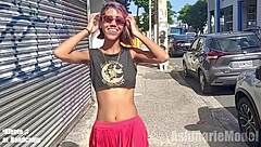 Hairy pussy upskirt with legs spread and public flashing action