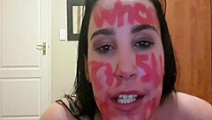 Self-punishment with slapping, gagging, and dirty talking while pissing