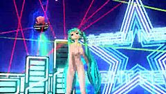 Hatsune Miku in Night Fever Project Diva Nude Mod, Showing Full Nude Body with Big Tits and Ass