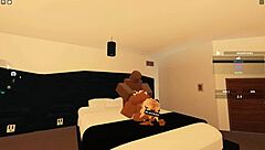 Black guys fuck white girls in a steamy Roblox scenario