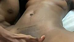 Cheating Girlfriend Intensely Rides Boyfriend's African Friend Big Cock After Licking It