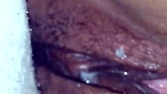 Woman uses sextoy for creampie orgasm masturbation