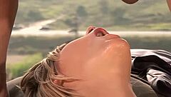 Courtney Simpson's Shaved Pussy Takes Big Cock Outdoors