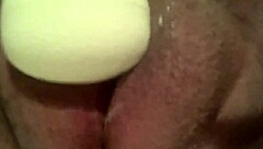 Bride with big pussy lips uses toys for orgasm