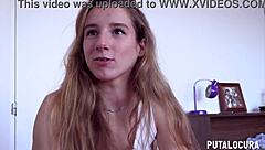 Putalocura presents dirty bedroom fucking with horny young Elisa Sol after a chat, including licking and swallowing