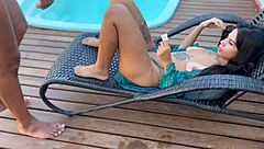 i took my friend to the beach house for a pool bath but she ended up with cock in her pussy