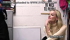 office cougar uses toys on desk with hidden cam