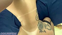 The beautiful blonde sucks her husband's dick with pleasure