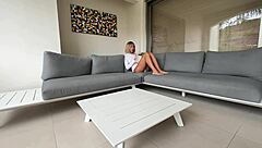 She wanked her cunt in public place and invited to get fucked
