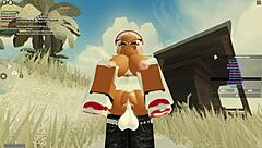 blonde bent over in doggystyle with wet big tits and ass