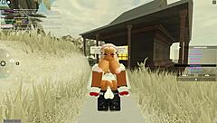 blonde bent over in doggystyle with wet big tits and ass