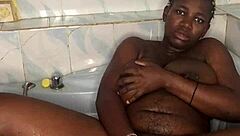 crazy bathroom session with huge dildo leads to squirting