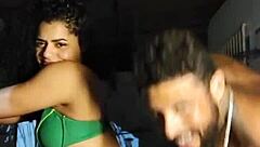 Latina amateur moans as personal trainer licks her wet pussy and big ass