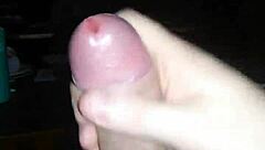 Masturbating to a full-length trans porn movie with cock play