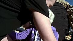 feeling pervy on the beach, this blonde wants to deepthroat and try anal