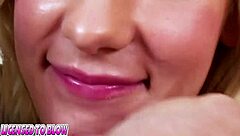 Beautiful Blonde Kathy Seeger Strokes and Blows Cock in Lingerie