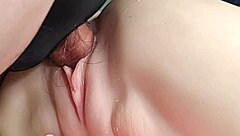 Having raw sex with her tight doll pussy close up