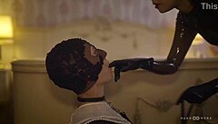 Slave with small tits gets doggystyle banged by monster cock in group bdsm