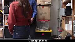 Mall cop fucks thief's tight pussy hard!