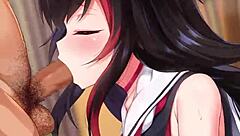 Ookami Mio Hololive Vtuber Sloppy Blowjob.